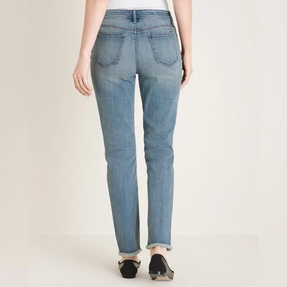 Chicos So Slimming Ankle Frayed-Hem Girlfriend Jeans Sz-12R (Chicos-2R) A15 - Picture 2 of 13